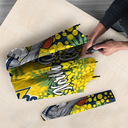 North Queensland Cowboys Umbrella Golden Wattle Floral Polynesian - Australian Flower - Rugby Mascot