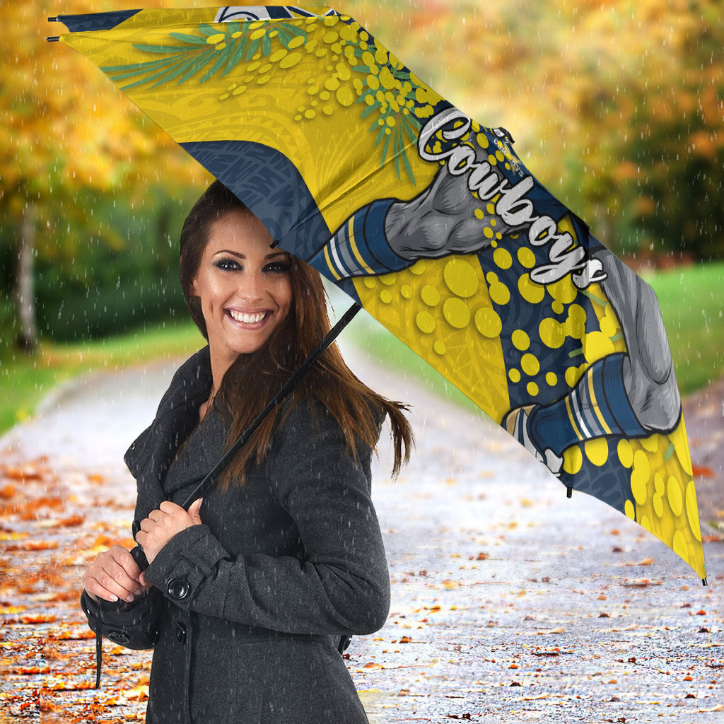 North Queensland Cowboys Umbrella Golden Wattle Floral Polynesian - Australian Flower - Rugby Mascot