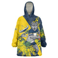 North Queensland Cowboys Wearable Blanket Hoodie Golden Wattle Floral Polynesian - Australian Flower - Rugby Mascot