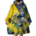 North Queensland Cowboys Wearable Blanket Hoodie Golden Wattle Floral Polynesian - Australian Flower - Rugby Mascot