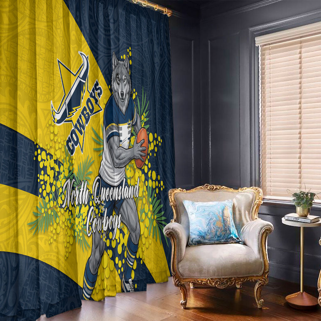 North Queensland Cowboys Window Curtain Golden Wattle Floral Polynesian - Australian Flower - Rugby Mascot