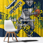 North Queensland Cowboys Window Curtain Golden Wattle Floral Polynesian - Australian Flower - Rugby Mascot