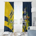 North Queensland Cowboys Window Curtain Golden Wattle Floral Polynesian - Australian Flower - Rugby Mascot