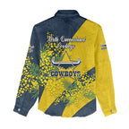 North Queensland Cowboys Women Casual Shirt Golden Wattle Floral Polynesian - Australian Flower - Rugby Mascot