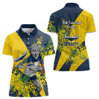 North Queensland Cowboys Women Polo Shirt Golden Wattle Floral Polynesian - Australian Flower - Rugby Mascot