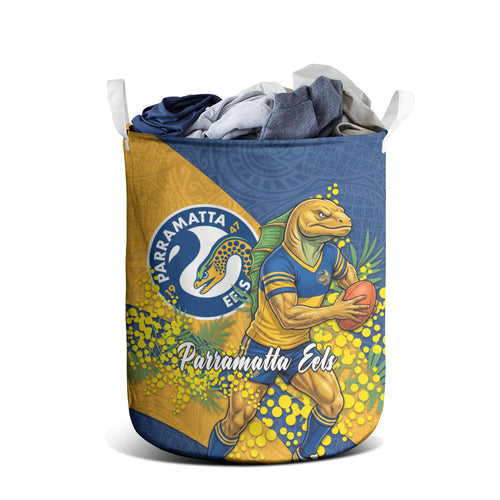 Parramatta Eels Laundry Basket Golden Wattle Floral Polynesian - Australian Flower - Rugby Mascot