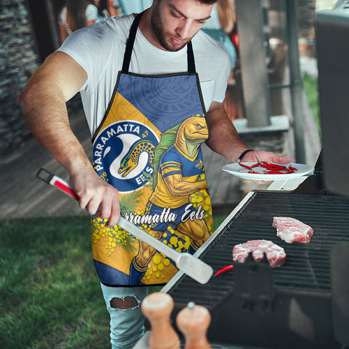 Parramatta Eels Apron Golden Wattle Floral Polynesian - Australian Flower - Rugby Mascot