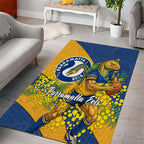 Parramatta Eels Area Rug Golden Wattle Floral Polynesian - Australian Flower - Rugby Mascot