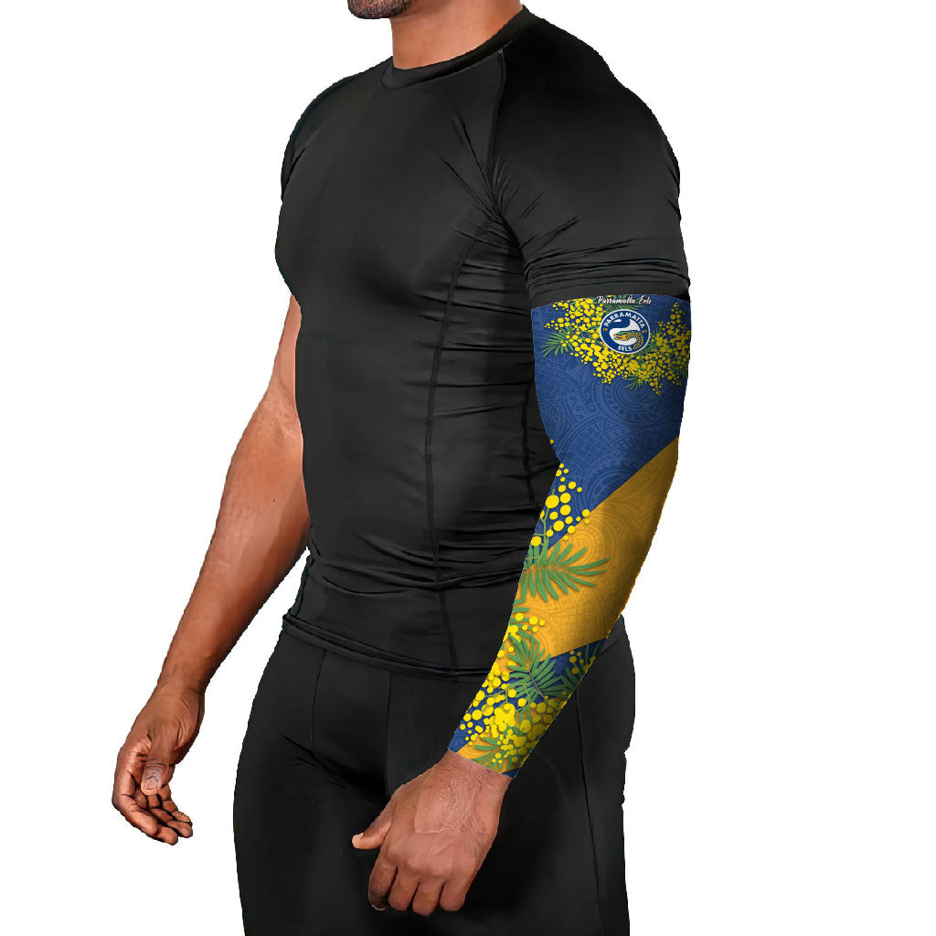 Parramatta Eels Arm Sleeves Golden Wattle Floral Polynesian - Australian Flower - Rugby Mascot