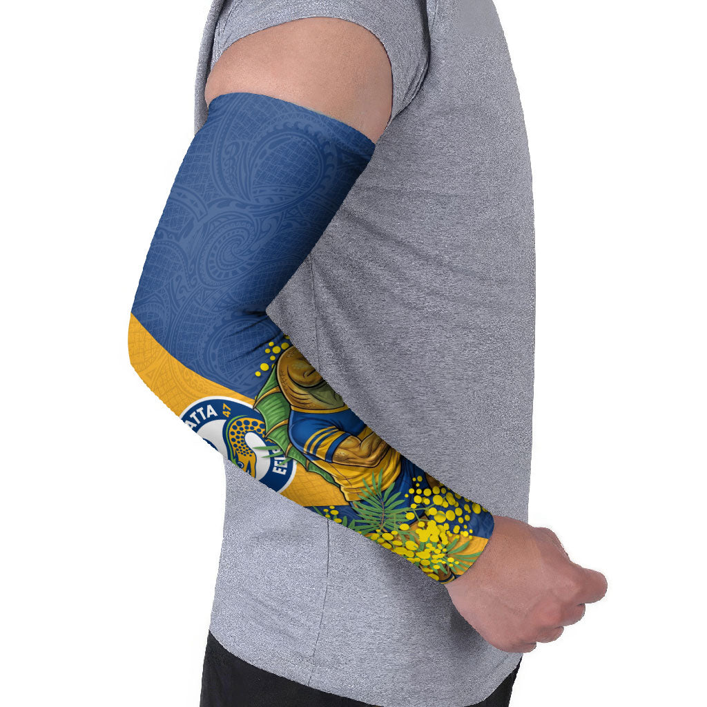 Parramatta Eels Arm Sleeves Golden Wattle Floral Polynesian - Australian Flower - Rugby Mascot