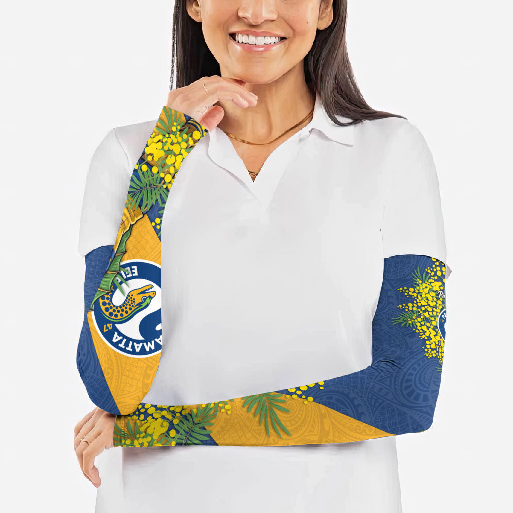 Parramatta Eels Arm Sleeves Golden Wattle Floral Polynesian - Australian Flower - Rugby Mascot