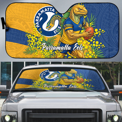 Parramatta Eels Auto Sun Shade Golden Wattle Floral Polynesian - Australian Flower - Rugby Mascot