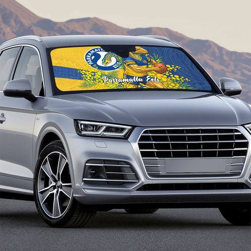 Parramatta Eels Auto Sun Shade Golden Wattle Floral Polynesian - Australian Flower - Rugby Mascot