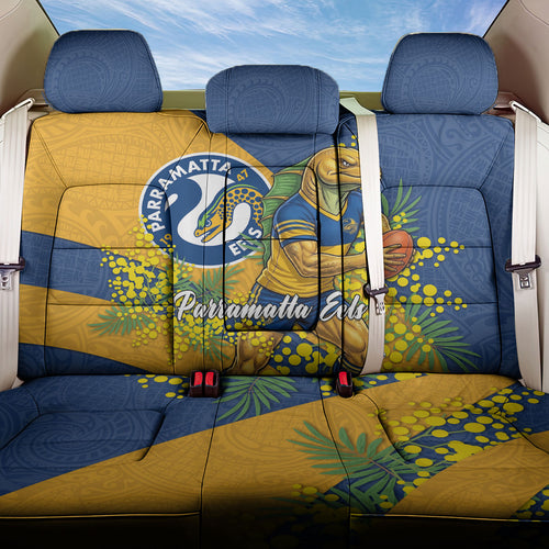Parramatta Eels Back Car Seat Cover Golden Wattle Floral Polynesian - Australian Flower - Rugby Mascot