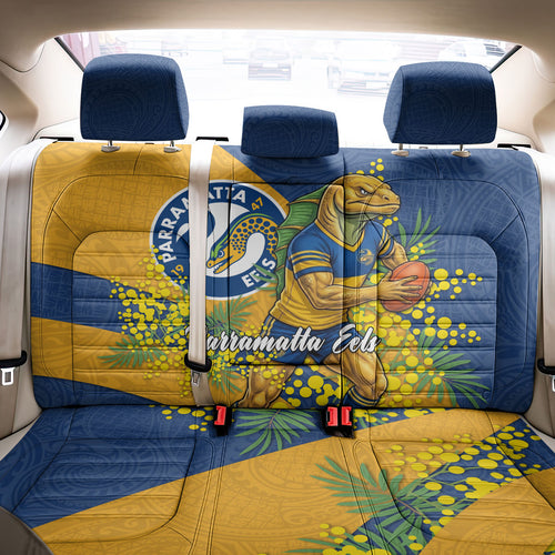 Parramatta Eels Back Car Seat Cover Golden Wattle Floral Polynesian - Australian Flower - Rugby Mascot
