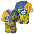 Parramatta Eels Baseball Jersey Golden Wattle Floral Polynesian - Australian Flower - Rugby Mascot