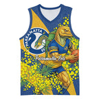 Parramatta Eels Basketball Jersey Golden Wattle Floral Polynesian - Australian Flower - Rugby Mascot