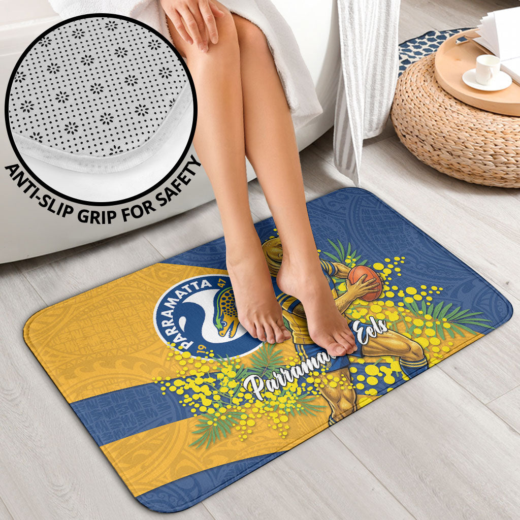 Parramatta Eels Bathroom Set Golden Wattle Floral Polynesian - Australian Flower - Rugby Mascot