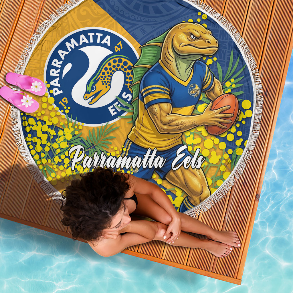 Parramatta Eels Beach Blanket Golden Wattle Floral Polynesian - Australian Flower - Rugby Mascot