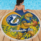 Parramatta Eels Beach Blanket Golden Wattle Floral Polynesian - Australian Flower - Rugby Mascot