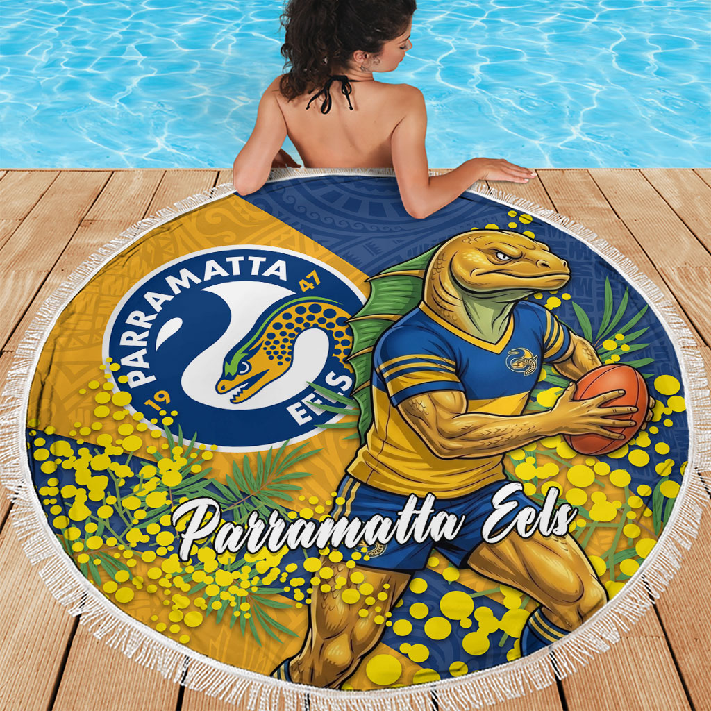 Parramatta Eels Beach Blanket Golden Wattle Floral Polynesian - Australian Flower - Rugby Mascot