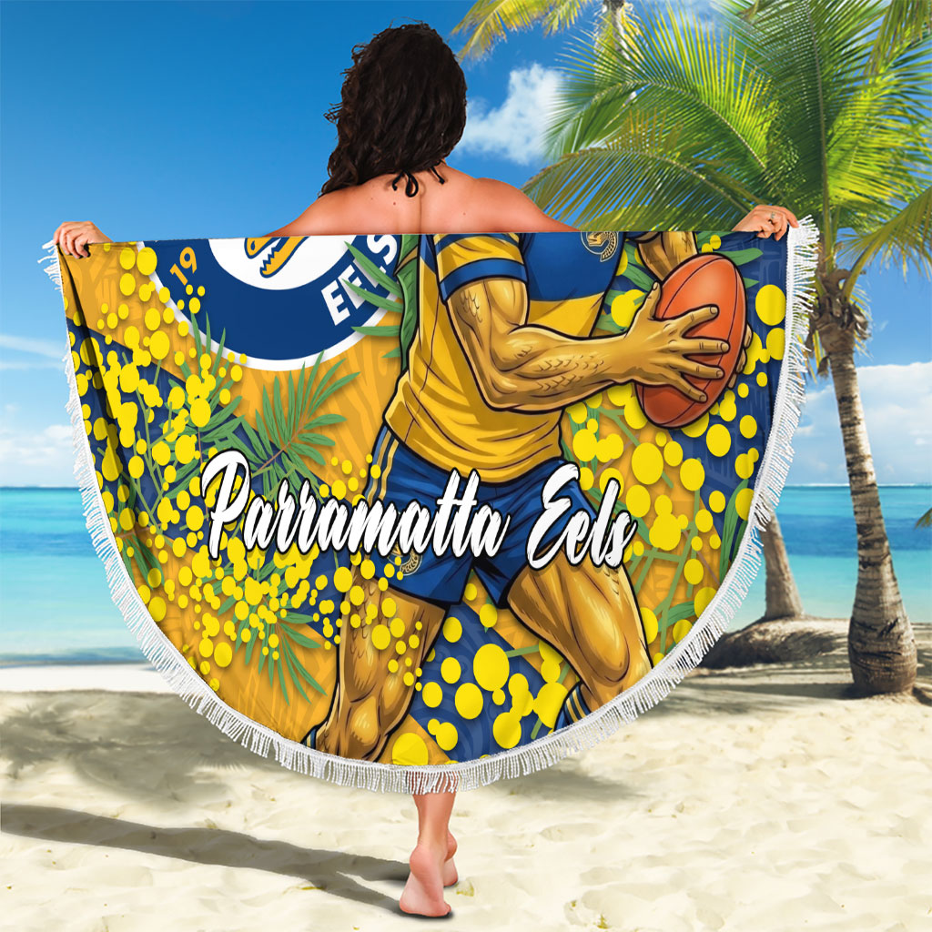 Parramatta Eels Beach Blanket Golden Wattle Floral Polynesian - Australian Flower - Rugby Mascot