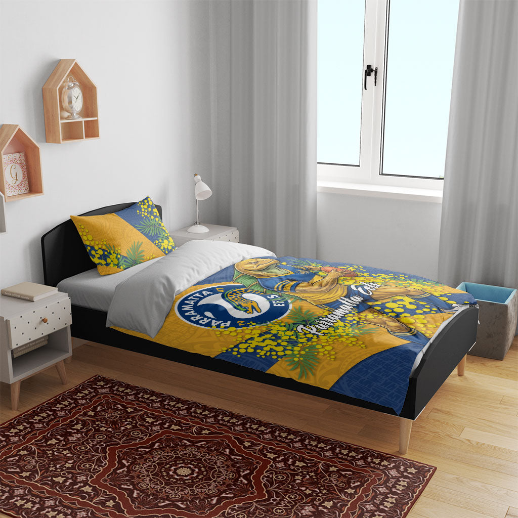 Parramatta Eels Bedding Set Golden Wattle Floral Polynesian - Australian Flower - Rugby Mascot