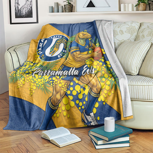 Parramatta Eels Blanket Golden Wattle Floral Polynesian - Australian Flower - Rugby Mascot