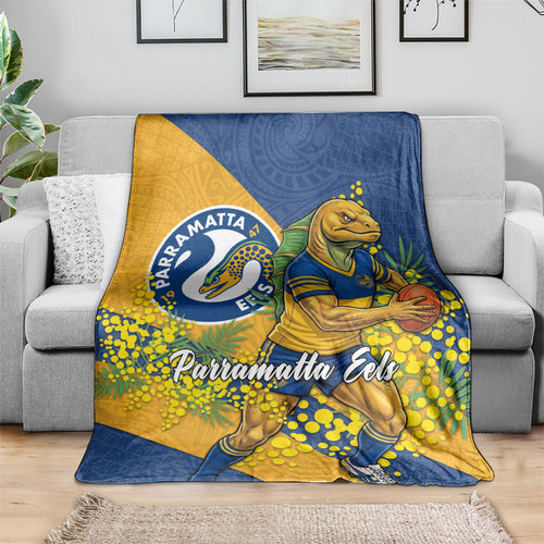 Parramatta Eels Blanket Golden Wattle Floral Polynesian - Australian Flower - Rugby Mascot
