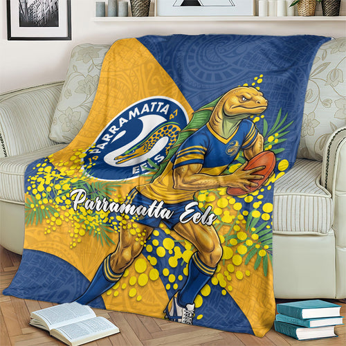 Parramatta Eels Blanket Golden Wattle Floral Polynesian - Australian Flower - Rugby Mascot