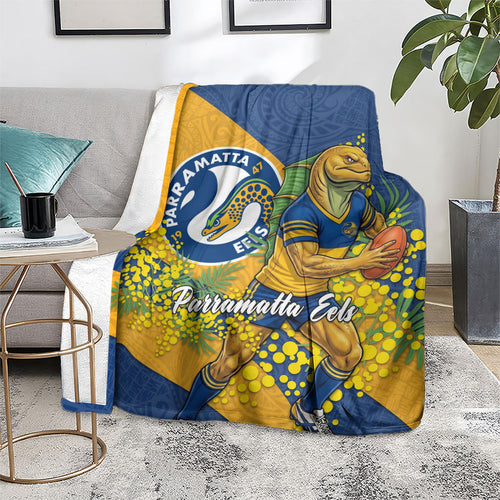 Parramatta Eels Blanket Golden Wattle Floral Polynesian - Australian Flower - Rugby Mascot