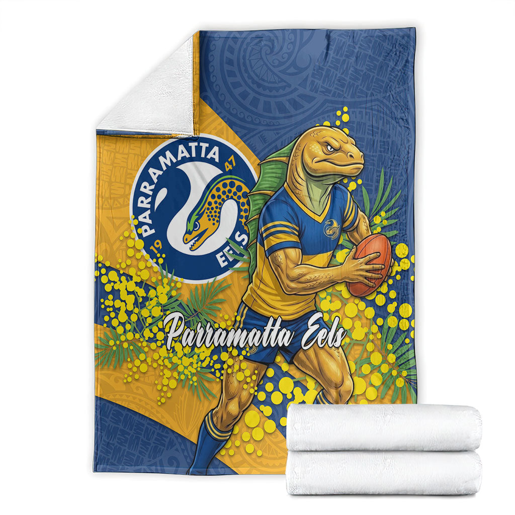 Parramatta Eels Blanket Golden Wattle Floral Polynesian - Australian Flower - Rugby Mascot