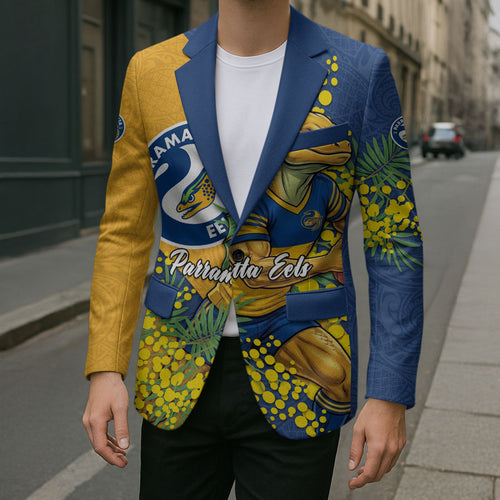 Parramatta Eels Blazer Golden Wattle Floral Polynesian - Australian Flower - Rugby Mascot
