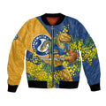 Parramatta Eels Bomber Jacket Golden Wattle Floral Polynesian - Australian Flower - Rugby Mascot