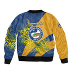 Parramatta Eels Bomber Jacket Golden Wattle Floral Polynesian - Australian Flower - Rugby Mascot