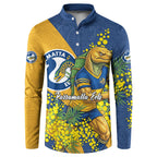 Parramatta Eels Button Sweatshirt Golden Wattle Floral Polynesian - Australian Flower - Rugby Mascot
