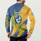 Parramatta Eels Button Sweatshirt Golden Wattle Floral Polynesian - Australian Flower - Rugby Mascot