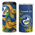 Parramatta Eels 4 in 1 Can Cooler Tumbler Golden Wattle Floral Polynesian - Australian Flower - Rugby Mascot