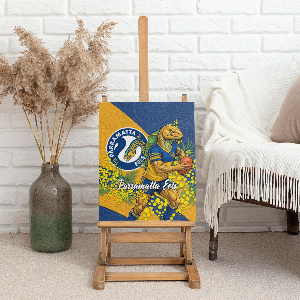 Parramatta Eels Canvas Wall Art Golden Wattle Floral Polynesian - Australian Flower - Rugby Mascot