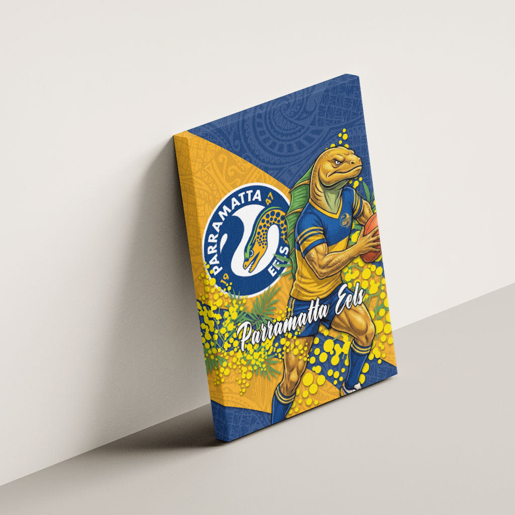 Parramatta Eels Canvas Wall Art Golden Wattle Floral Polynesian - Australian Flower - Rugby Mascot