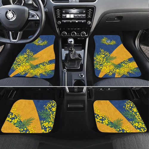 Parramatta Eels Car Mats Golden Wattle Floral Polynesian - Australian Flower - Rugby Mascot