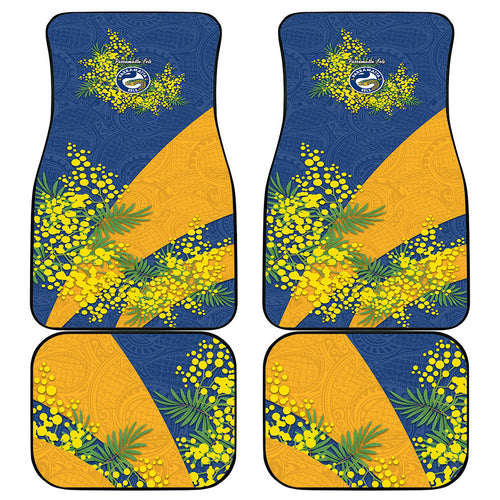 Parramatta Eels Car Mats Golden Wattle Floral Polynesian - Australian Flower - Rugby Mascot