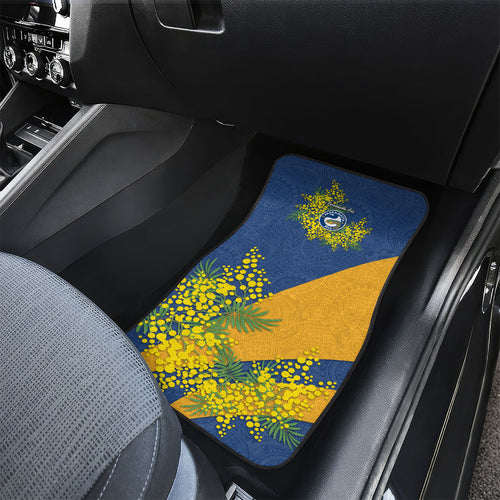 Parramatta Eels Car Mats Golden Wattle Floral Polynesian - Australian Flower - Rugby Mascot