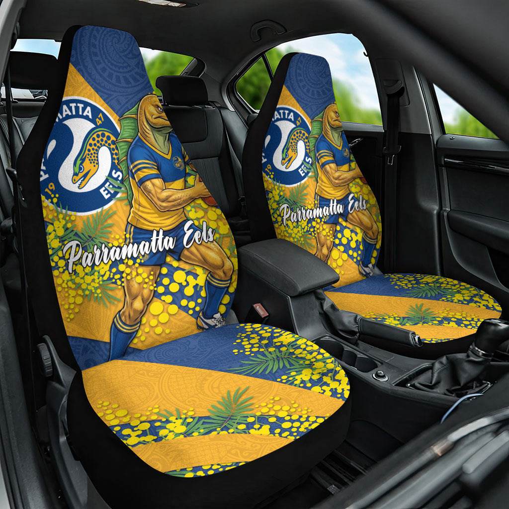Parramatta Eels Car Seat Cover Golden Wattle Floral Polynesian - Australian Flower - Rugby Mascot