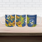 Parramatta Eels Ceramic Mug Golden Wattle Floral Polynesian - Australian Flower - Rugby Mascot