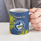 Parramatta Eels Ceramic Mug Golden Wattle Floral Polynesian - Australian Flower - Rugby Mascot