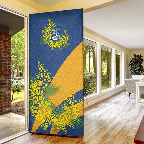 Parramatta Eels Door Cover Golden Wattle Floral Polynesian - Australian Flower - Rugby Mascot