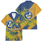 Parramatta Eels Family Matching Tank Maxi Dress and Hawaiian Shirt Golden Wattle Floral Polynesian - Australian Flower - Rugby Mascot