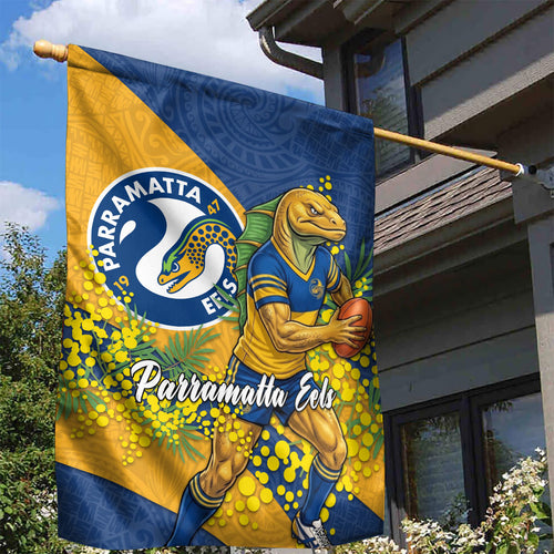 Parramatta Eels Garden Flag Golden Wattle Floral Polynesian - Australian Flower - Rugby Mascot