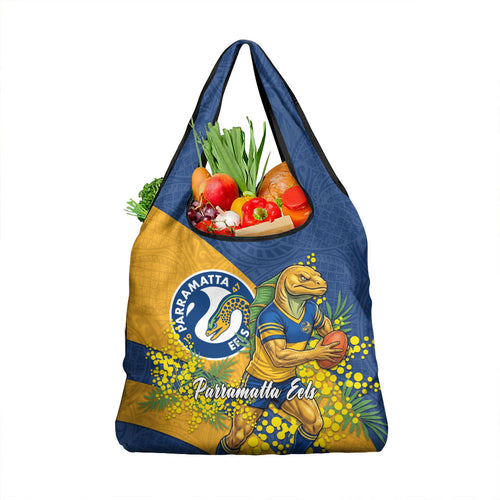Parramatta Eels Grocery Bag Golden Wattle Floral Polynesian - Australian Flower - Rugby Mascot